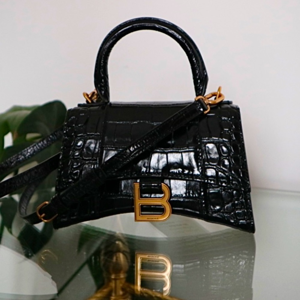 Balenciaga Hourglass XS Crocodile Embossed
